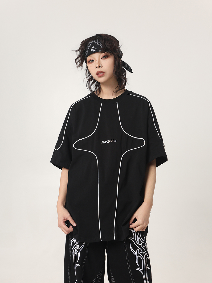 Streetwear Brand Drops - تي شيرت رجالي فضفاض بأكمام قصيرة