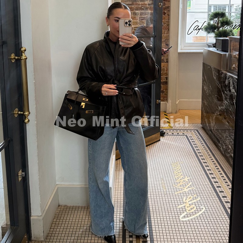 معطف نسائي عصري من الجلد الصنا - مراجعة Streetwear Brand Jacket وسعره